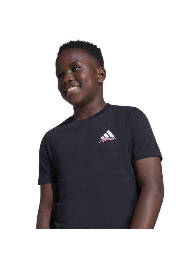 اديداس تيشيرت جرافيك ميسي للأطفال أسود بأكمام قصيرة - Image 5